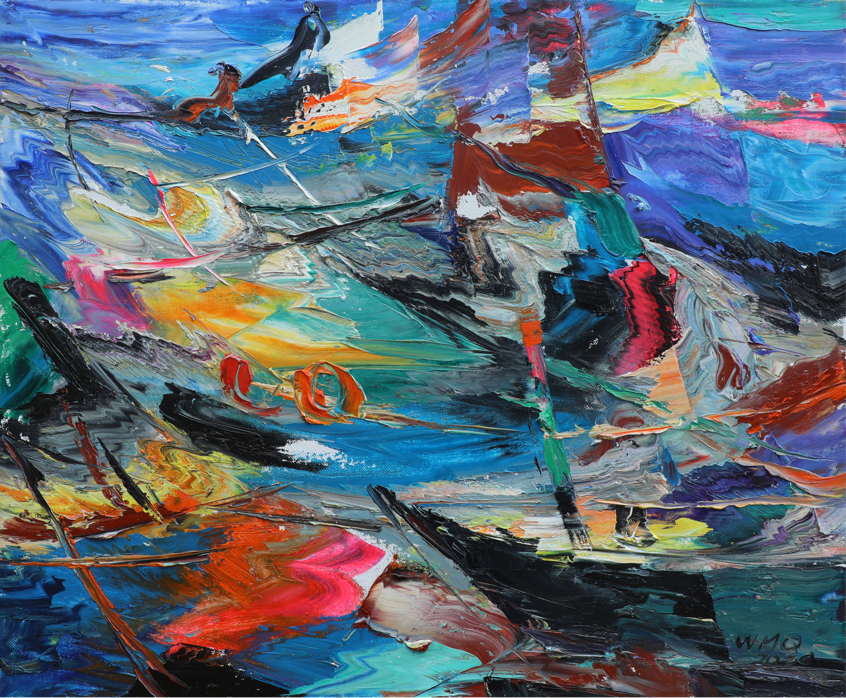 心海记忆汪明强海洋油画艺术展在海口898艺术村开幕