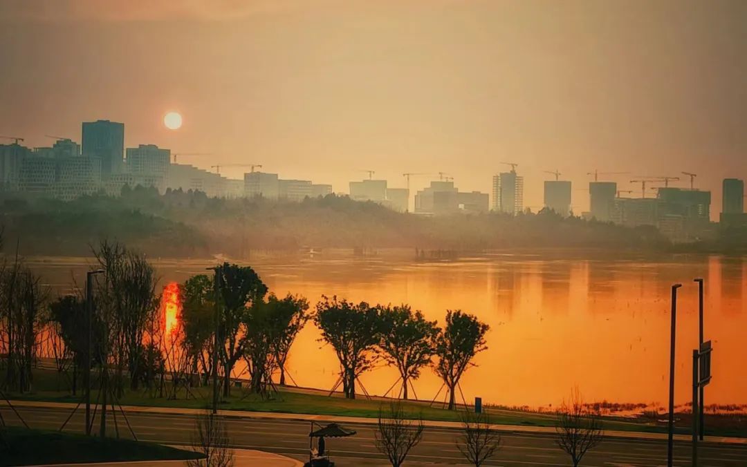 美得像幅画成都夕阳的新年首个工作日