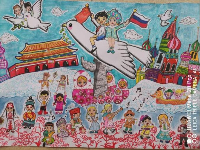 中国白俄罗斯友谊绘画图片