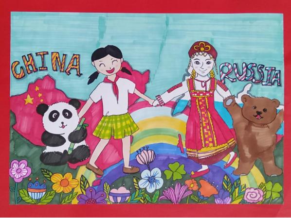 中国白俄罗斯友谊绘画图片