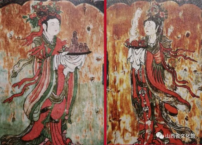 西板兴宗皇后萧挞里画像(左)东半圣宗钦衰皇后萧耨斤画像(右)图片选自