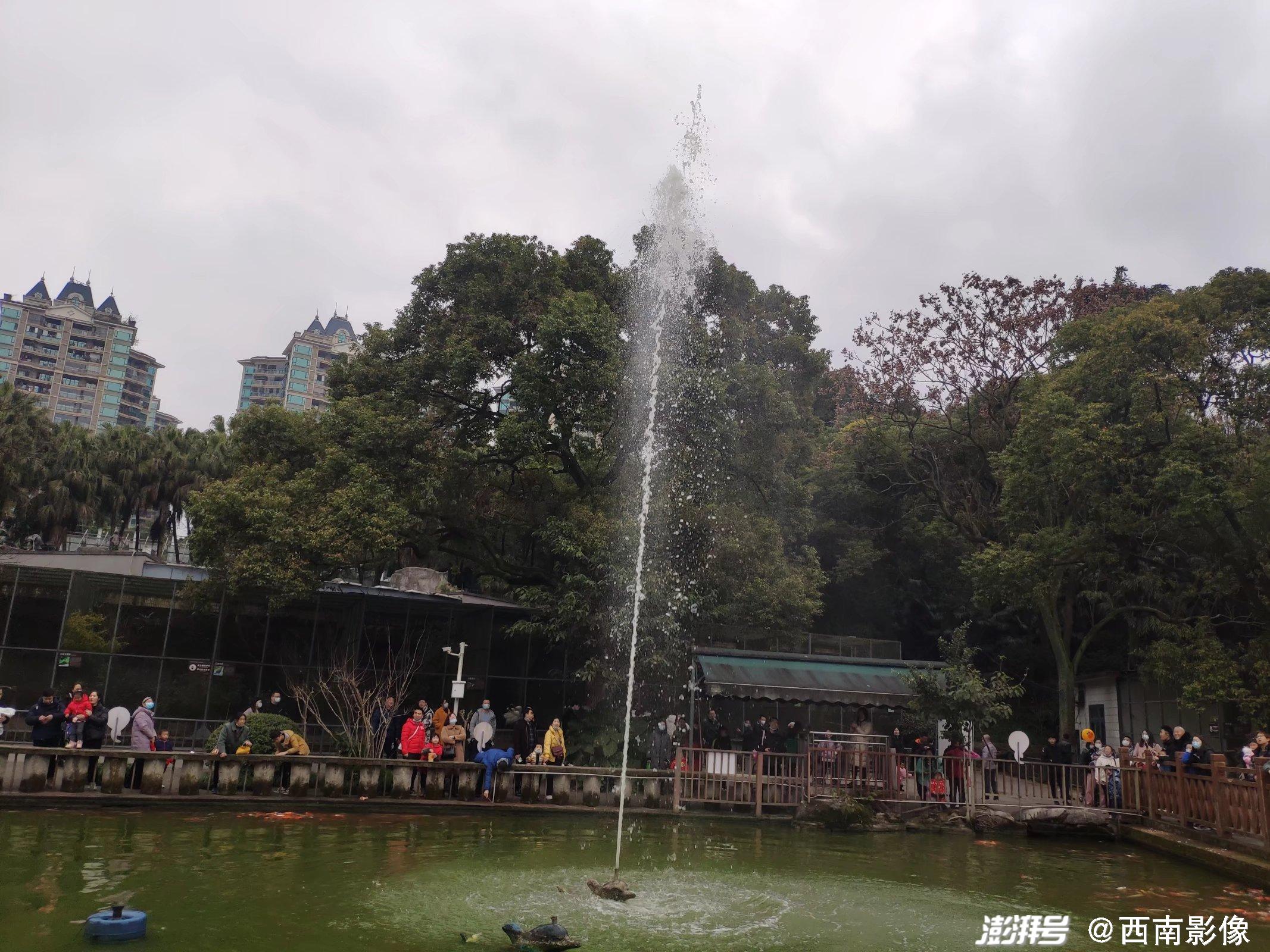 重庆一公园现网红喊泉游客喊出2022年虎年新春祝福