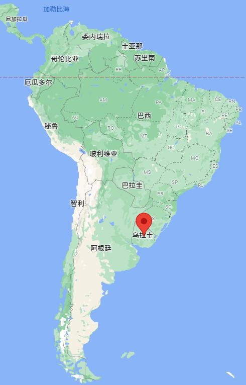 乌拉圭位于南美洲的东南部,地理位置相当偏僻.