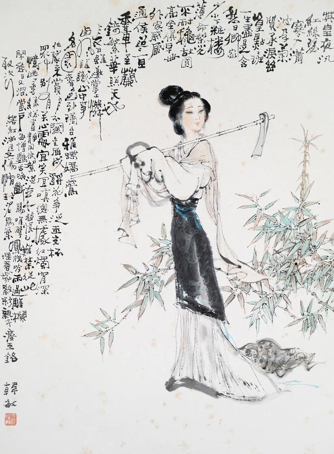 黛玉韩敏,金陵十二钗图册,纸本设色,册页(12开),45×35.