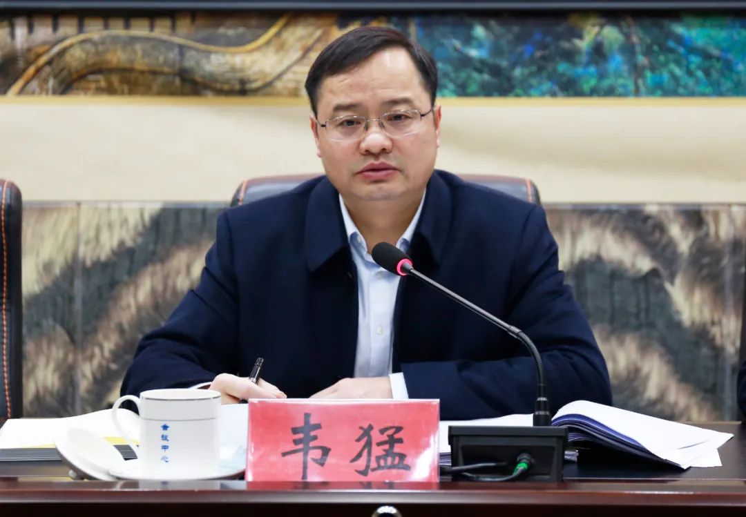 韦猛作讲话县领导唐林,麦加龙,蓝海,黄昌,韦献娟参加会议.