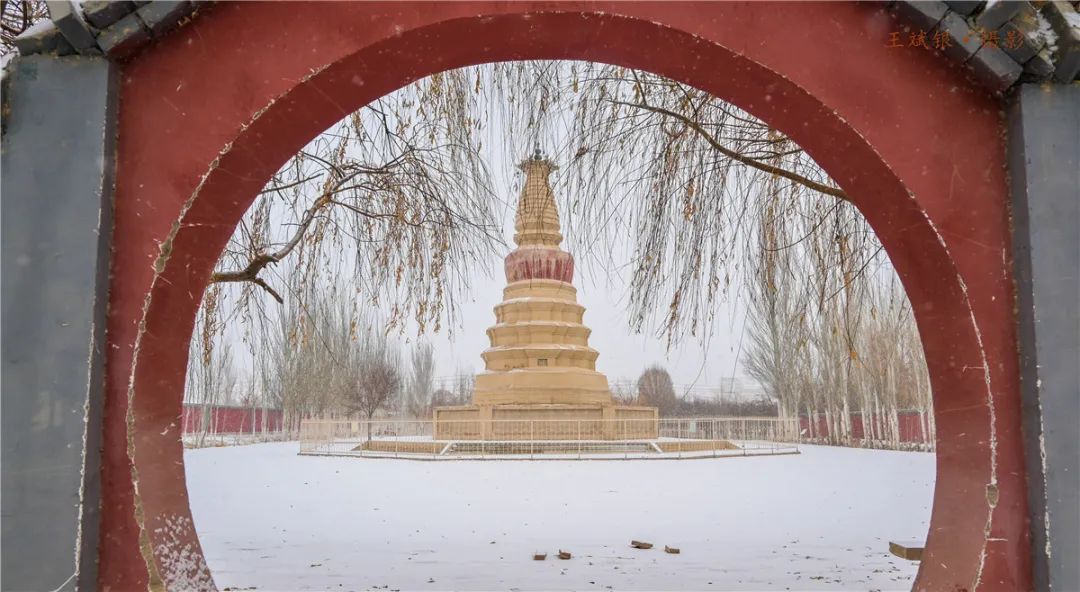 雪润敦煌④雪后白马塔靓丽美景难得一见