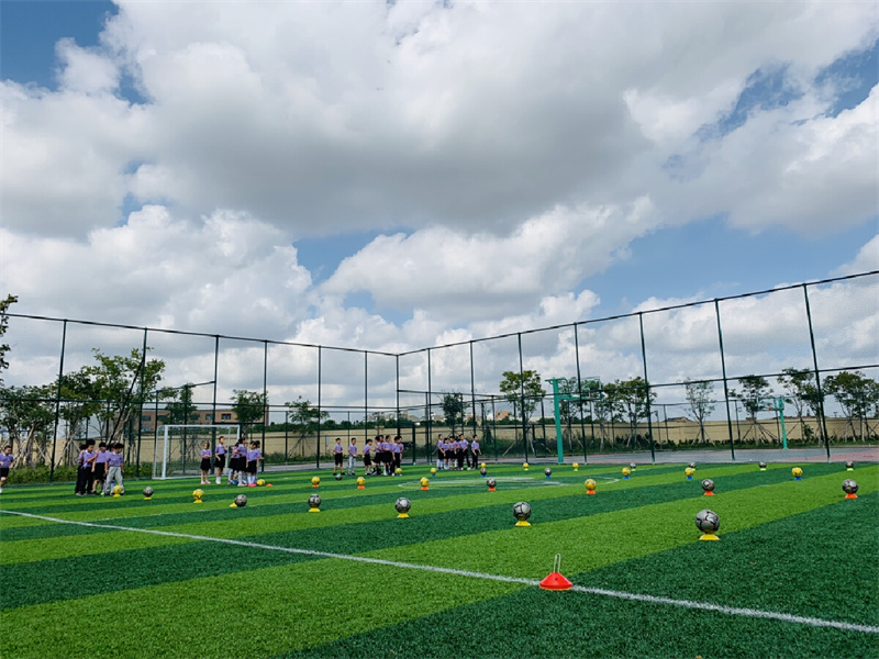 走进古林镇布政小学,标准化的绿荫足球场上校足球队的孩子们正在加紧