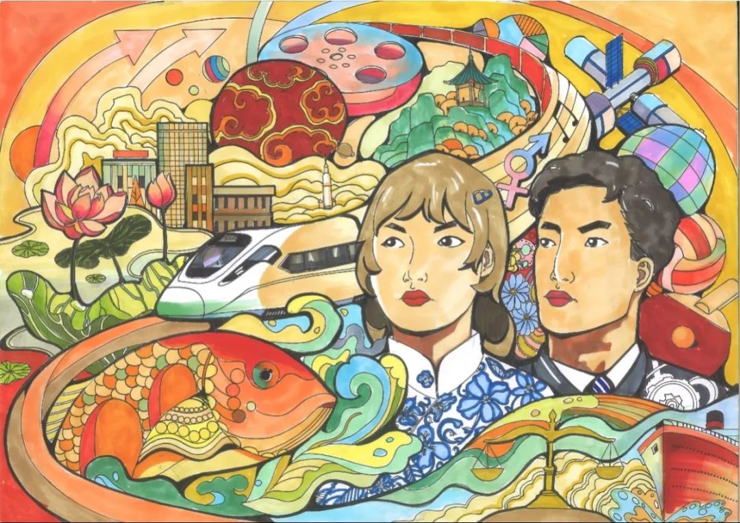 10号:《巾帼须眉 共筑理想世界》月河小学吉山校区 胡辰璨9号:《男女