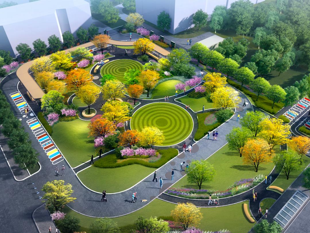 爱博四村南门出入口街头公园改造项目> 全龄友好的共享空间  两个作品