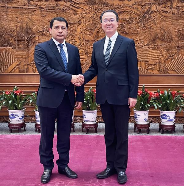 外交部礼宾司司长洪磊接受乌兹别克斯坦新任驻华大使阿尔济耶夫递交国