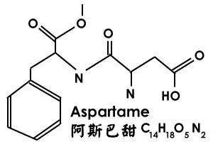 其化學結構為天冬氨酰—苯丙氨酸甲酯,甜度約為蔗糖的180～220倍,其