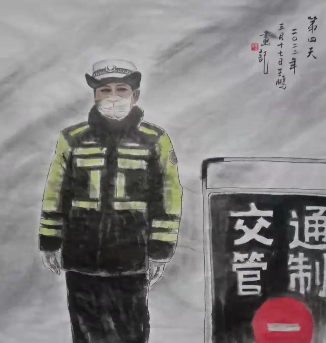 疫情警察绘画图片图片