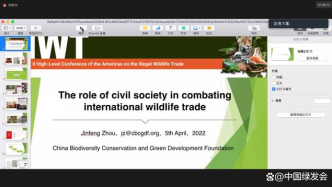 周晋峰致辞IWT第二届美洲非法野生生物贸易高级别会议，谈公民社会助力打击国际野生生物贸易