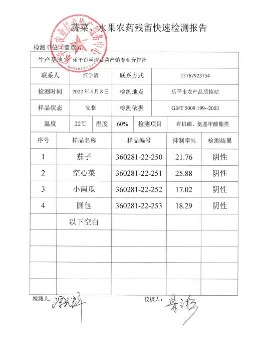 蔬菜检测报告样本图片