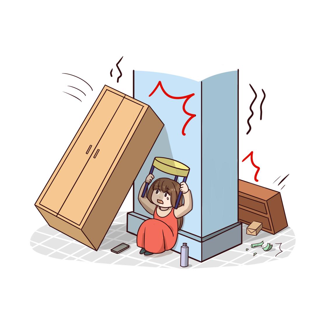 地震避险卡通图片