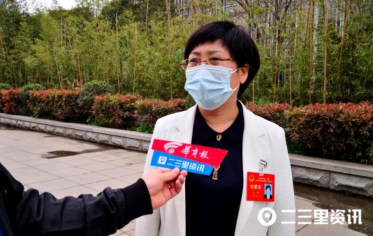 在陕西宝鸡"两会"召开期间,宝鸡市人大代表,扶风县委书记王丽在接受