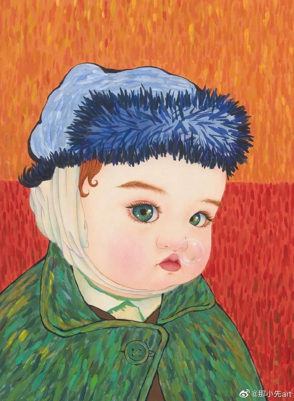 这位画家笔下的萌娃把世界名人名画模仿了个遍快看看你能猜对几个