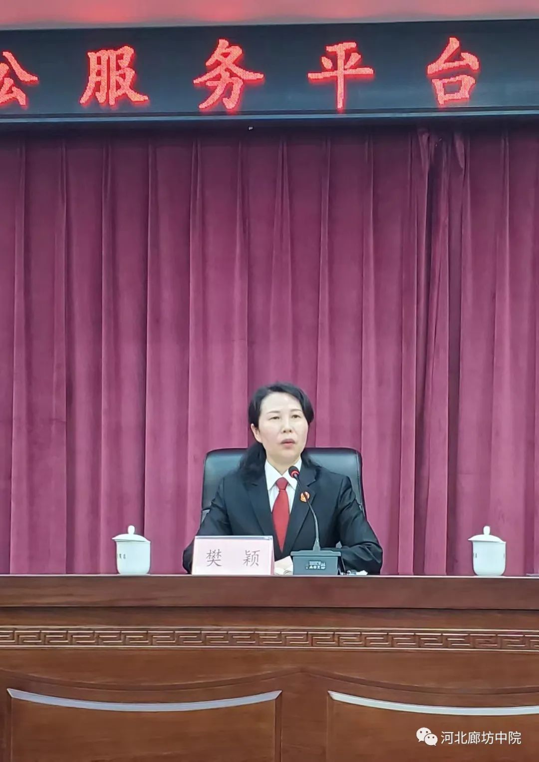 中院党组成员,副院长樊颖主持会议,并就下一步全市法院诉讼服务平台