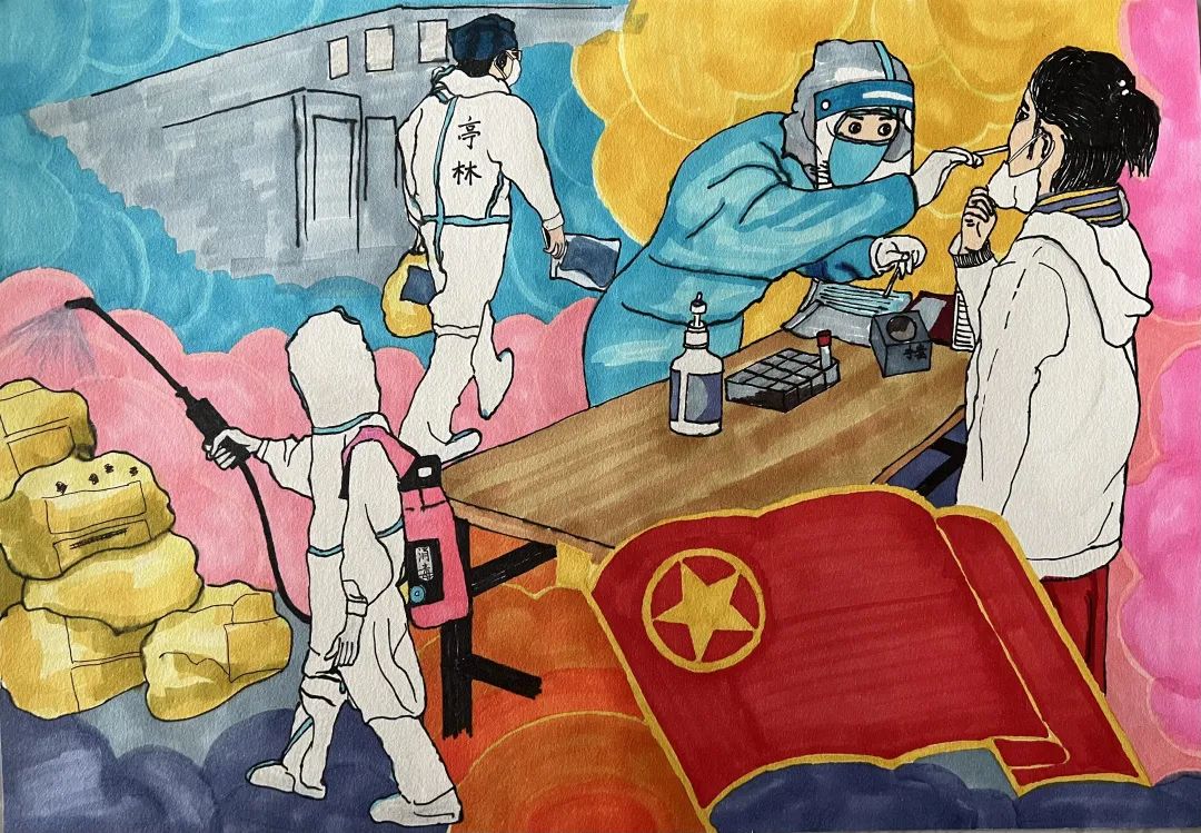 手绘漫画战疫定格最美瞬间