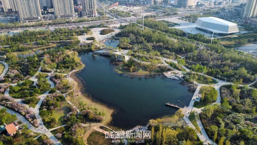 群力丁香公园完成注水景色如画