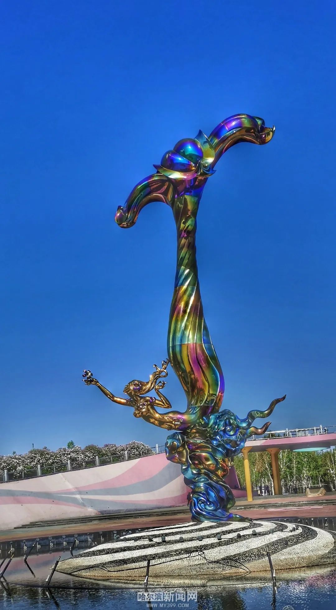 群力丁香公园完成注水景色如画