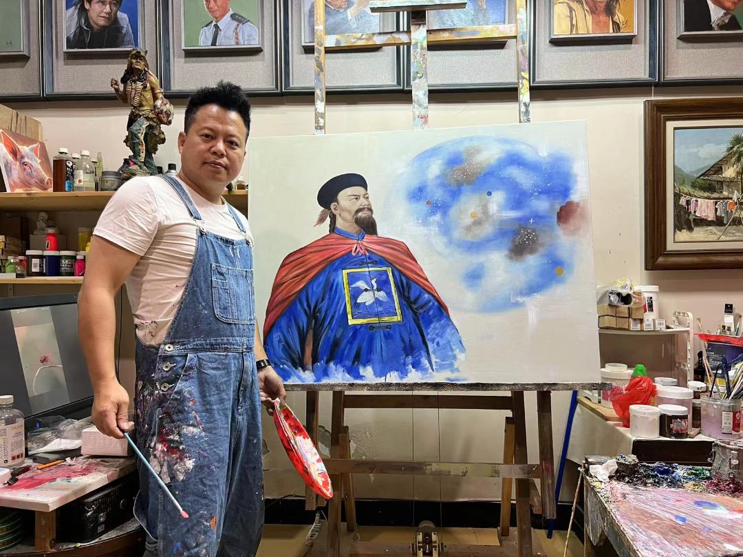 用绘画讲述十则林则徐故事,"演画"艺术创始人黄凤荣,福建绘画表演艺术