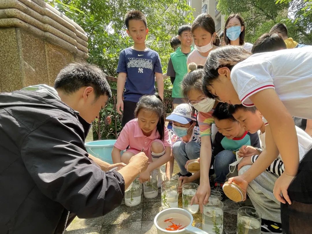 "活动现场,水生生物专家面向小学生,讲解了我们身边存在的水生态系统
