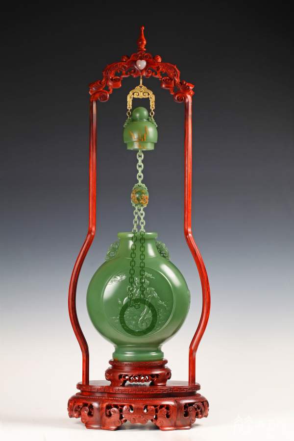 瓶中琢链链中套环扬州玉雕大师瓶内秀绝活