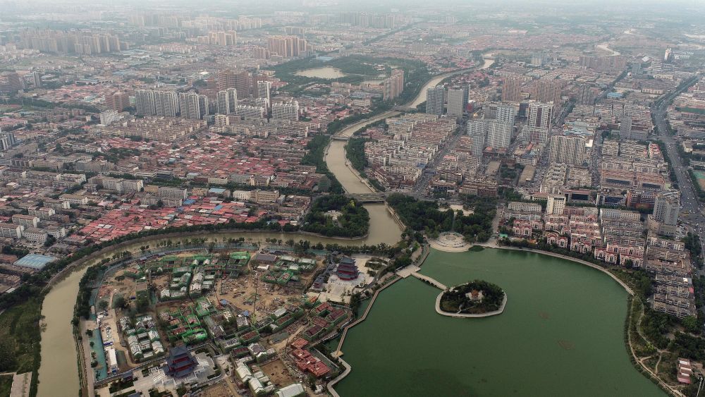 这是5月24日拍摄的沧州市区段大运河景色(无人机照片.