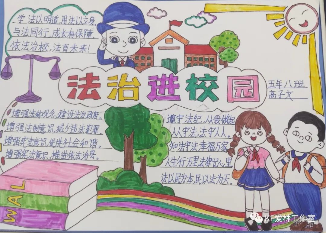 手抄报,有宪法,法治与预防,未成年人保护法,民法,刑法等多方面的内容