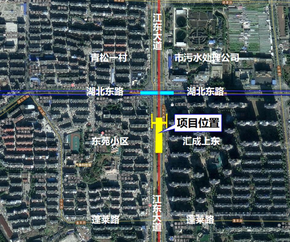 湖北路站沿江東大道南北向佈置,站位設於湖北路與江東大道交叉口南側.