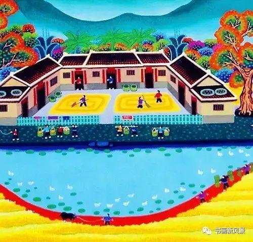 农民画麦子熟啦