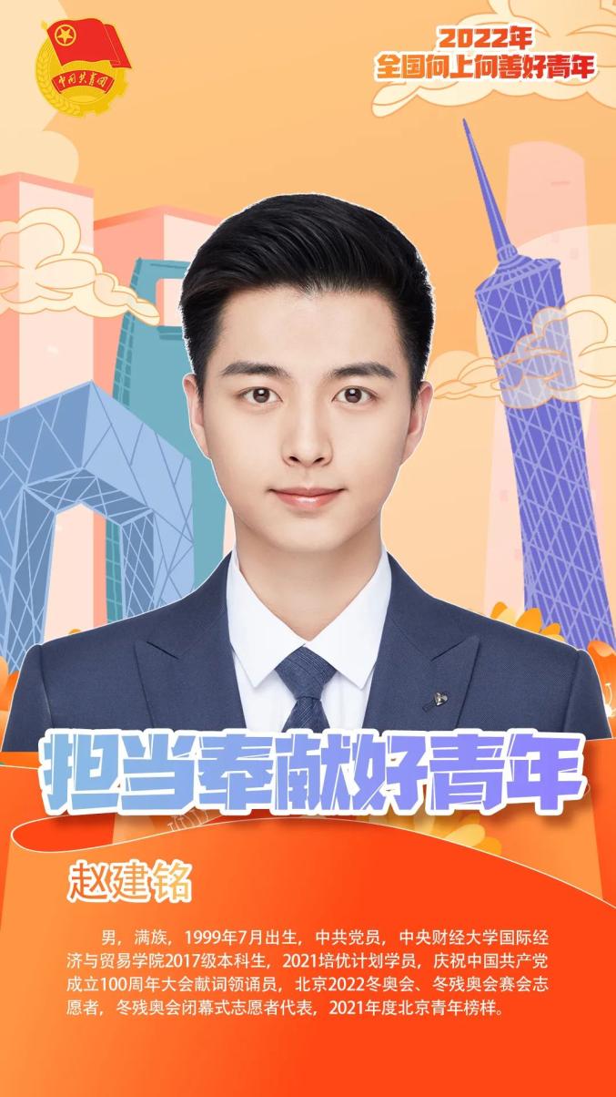 我校赵建铭荣获2022年全国向上向善好青年称号