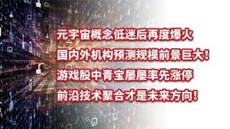 元宇宙概念低迷后再度爆火，游戏股中青宝屡屡率先涨停，为何