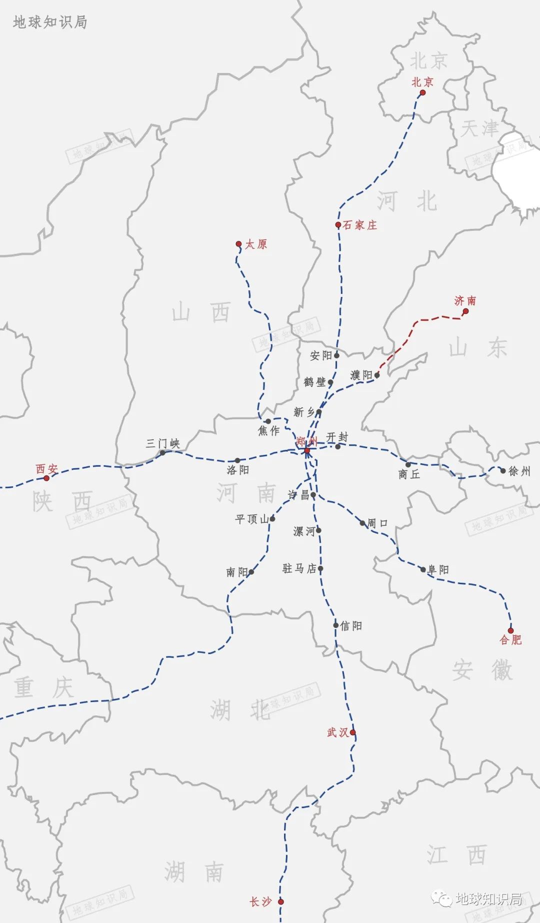 河南省实现市市通高铁,这也是全国首个米字形快速铁路网