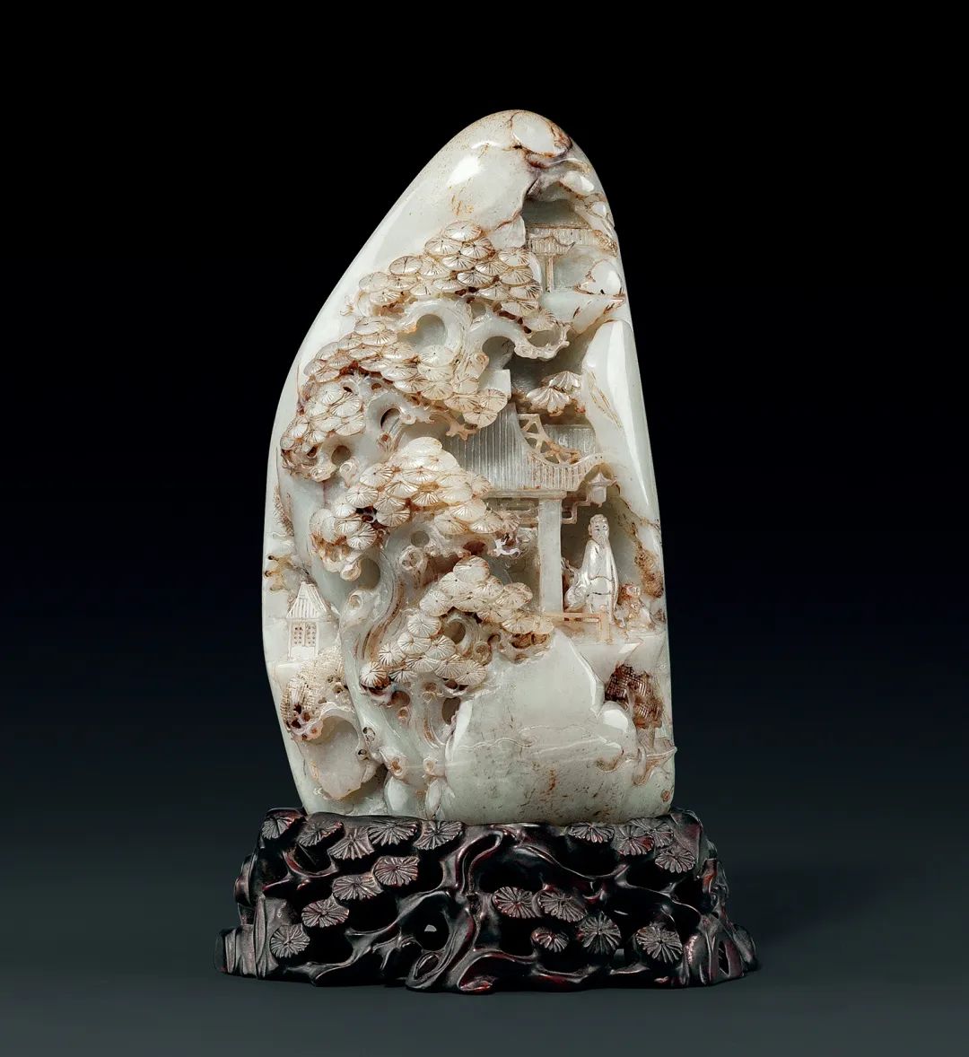 本玉 天然石老玉和田玉 古玉 中国古美術 墨色玉彫 天然石 清