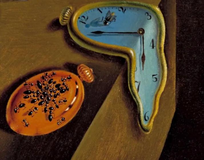 对应的就是达利1931年最著名的作品《记忆的永恒》,也被称为《软钟》