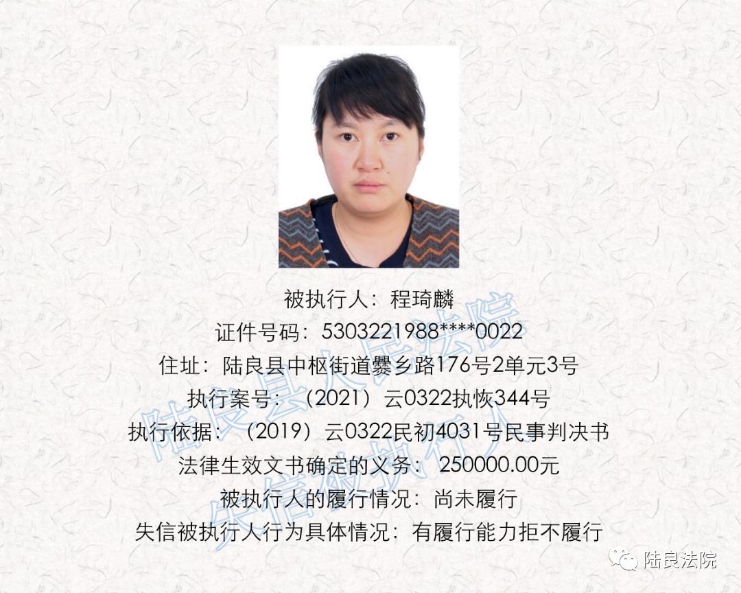 曝光台陆良县人民法院失信被执行人名单第二十一期