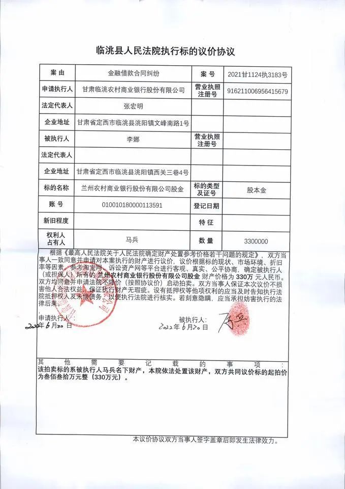 【司法拍卖】快来看，临洮法院司法拍卖上新啦，还有银行的股权呦！