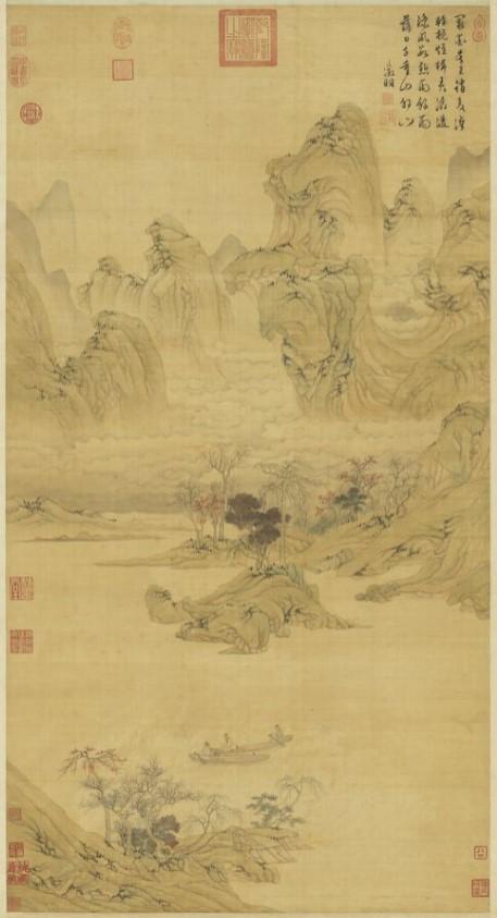 (明)文徵明《溪山秋霁图》 台北故宫博物院藏 该画所绘为文徵明与蔡羽游览销夏湾的场景
