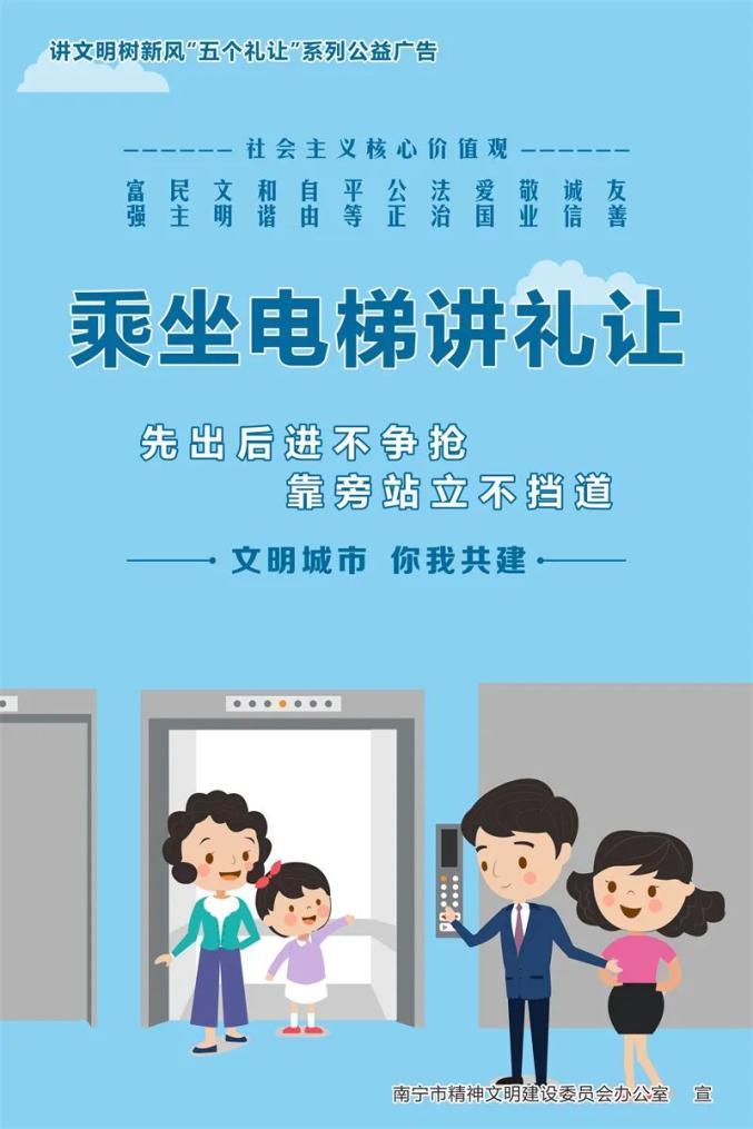 乘坐电梯讲礼让原标题:《"五个礼让"系列公益广告》
