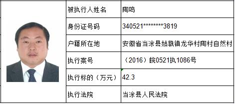 曝光！当涂法院新公布一批失信被执行人名单！
