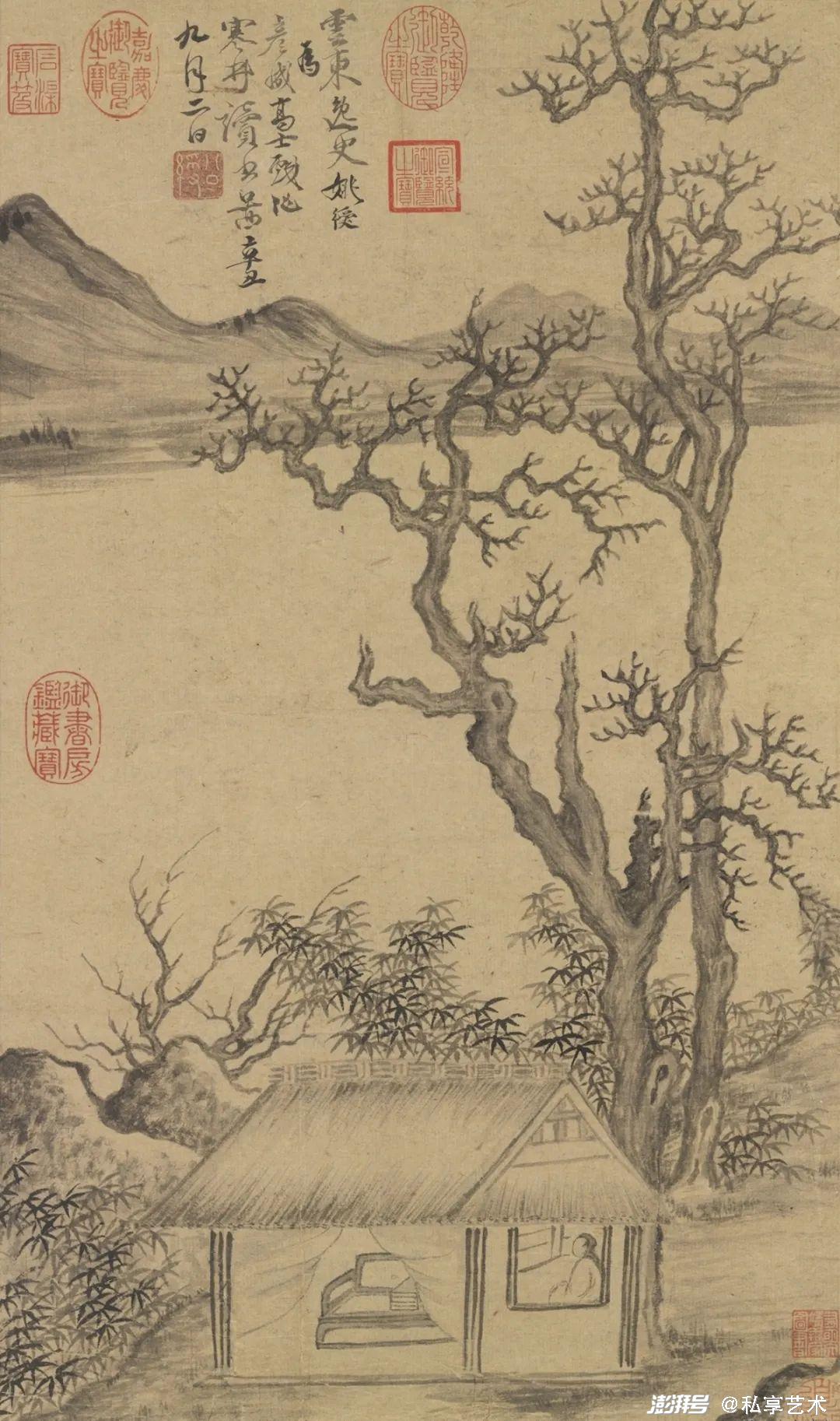 新品即決 模写 明末 王聲作 山水画 肉筆 掛軸 唐画 現状渡し 中国美術