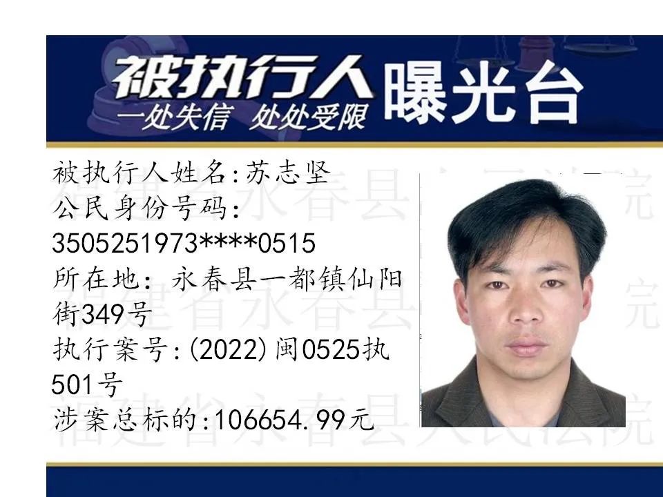 失信曝光台丨人脸+实名，永春法院曝光失信被执行人_澎湃号·政务_澎湃新闻-The Paper