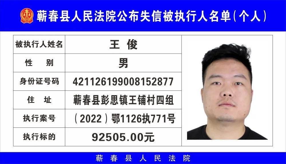 【失信曝光台】速看！照片+实名！蕲春县人民法院二〇二二年失信被执行人曝光台第三期_澎湃号·政务_澎湃新闻-The Paper