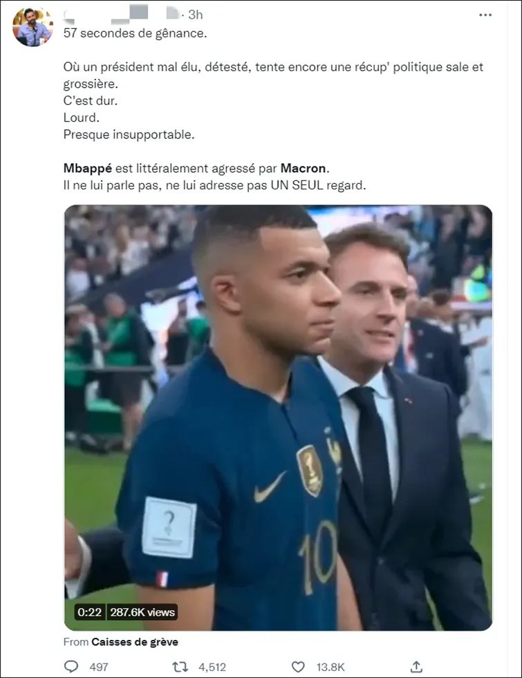 ta:姆巴佩射丢点球后情绪低落 赛后未感谢球迷_世界杯决赛姆巴佩点球大战法国输球梅西夺冠马克龙安慰姆巴佩姆巴佩拒绝马克龙安慰姆巴佩金靴奖马克龙多次安慰姆巴佩