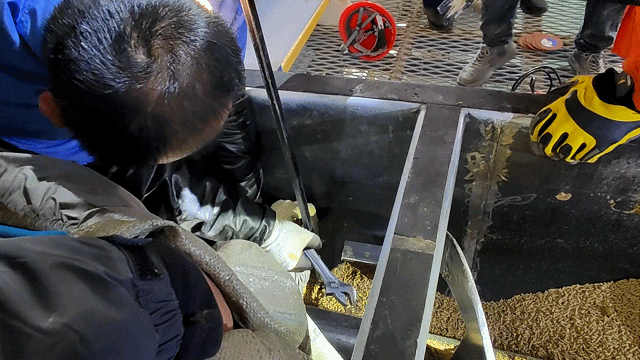 一工人操作不慎手臂卷入粉碎机!
