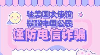 驻美国使馆提醒中国公民谨防电信诈骗