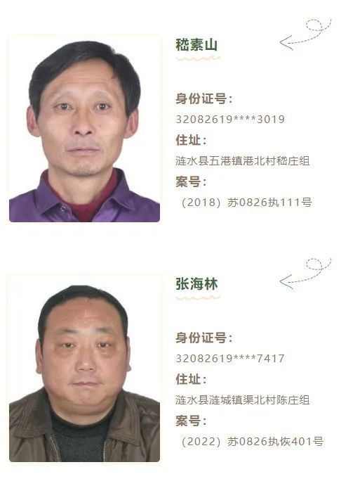 涟水法院第二期失信被执行人名单曝光