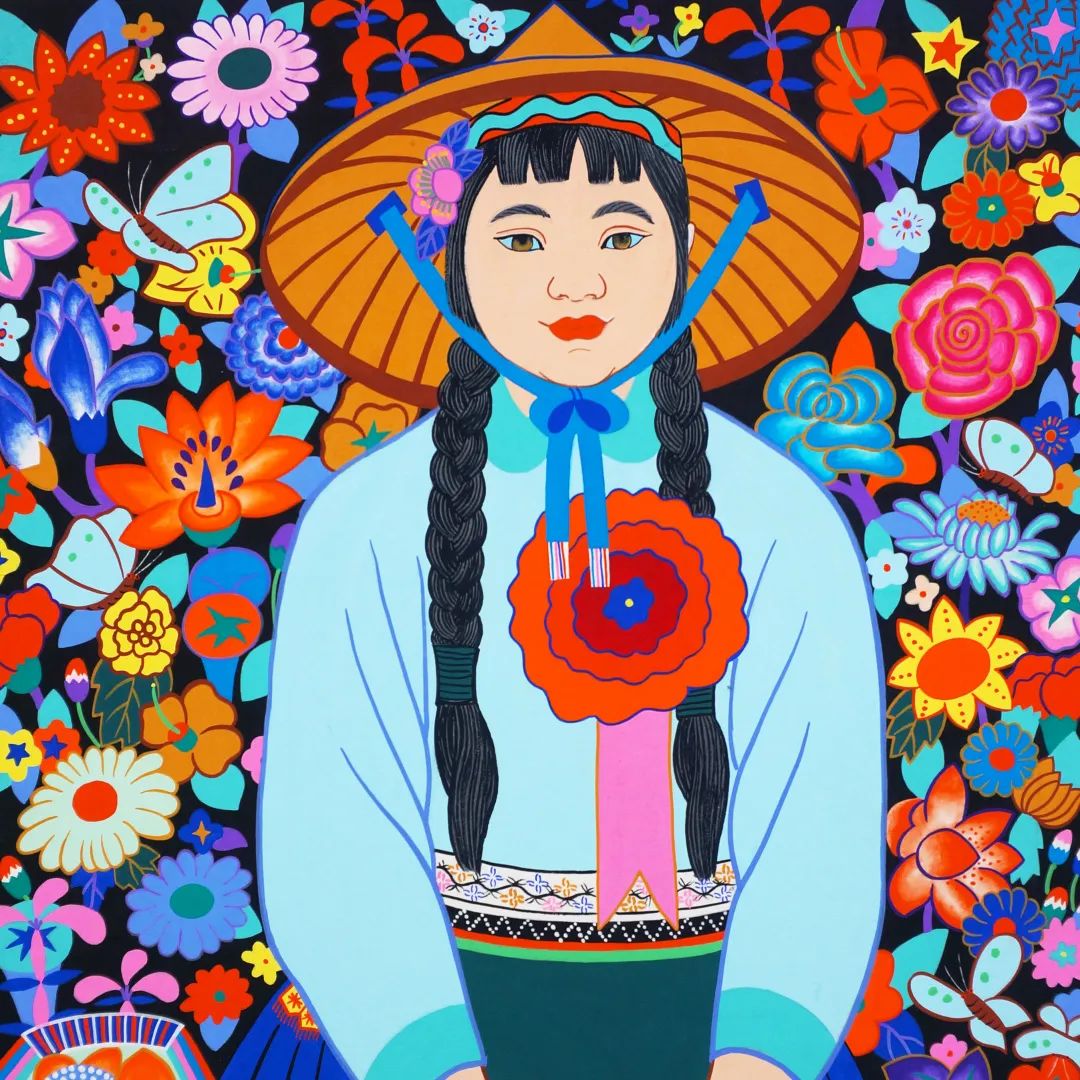 那是她参加第一期农民画班培训时创作的.